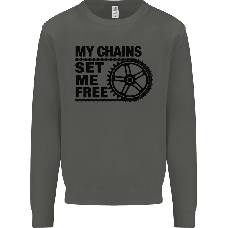 My Chains Set Me Free Cycling Cyclist Bike Kids Sweatshirt Jumper Storm Grey