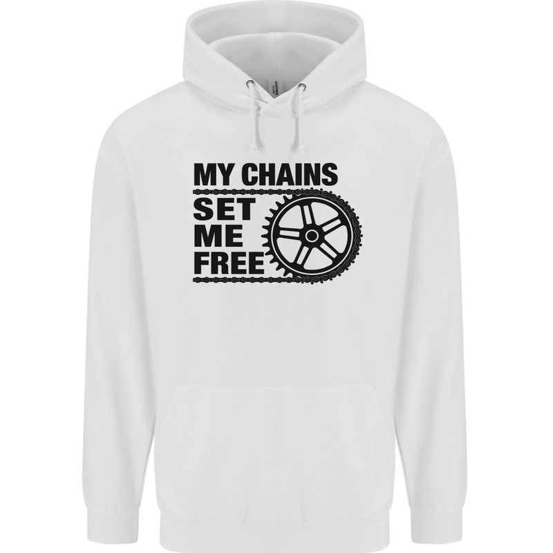 My Chains Set Me Free Cycling Cyclist Bike Mens 80% Cotton Hoodie White