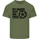 My Chains Set Me Free Cycling Cyclist Bike Mens Cotton T-Shirt Tee Top Military Green