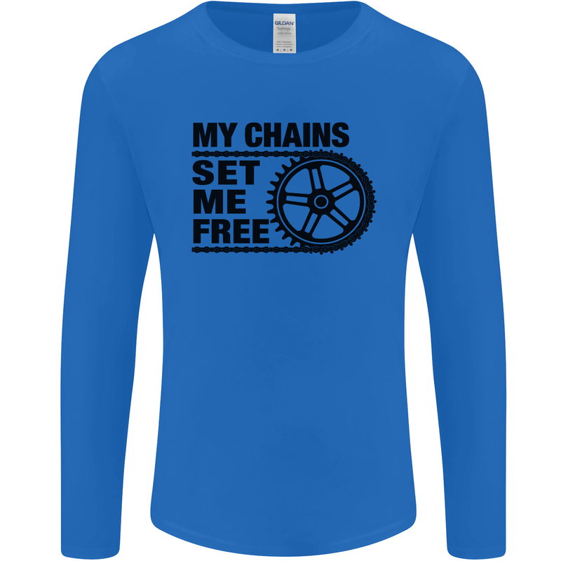 My Chains Set Me Free Cycling Cyclist Bike Mens Long Sleeve T-Shirt Royal Blue