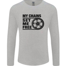 My Chains Set Me Free Cycling Cyclist Bike Mens Long Sleeve T-Shirt Sports Grey
