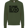 My Chains Set Me Free Cycling Cyclist Bike Mens Sweatshirt Jumper Forest Green