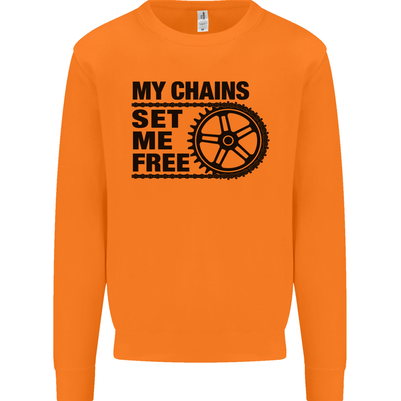 My Chains Set Me Free Cycling Cyclist Bike Mens Sweatshirt Jumper Orange