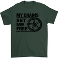 My Chains Set Me Free Cycling Cyclist Bike Mens T-Shirt Cotton Gildan Forest Green
