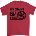 My Chains Set Me Free Cycling Cyclist Bike Mens T-Shirt Cotton Gildan Red