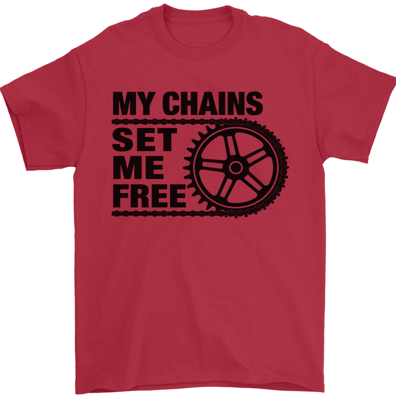My Chains Set Me Free Cycling Cyclist Bike Mens T-Shirt Cotton Gildan Red