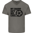 My Chains Set Me Free Cycling Cyclist Bike Mens V-Neck Cotton T-Shirt Charcoal
