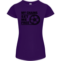 My Chains Set Me Free Cycling Cyclist Bike Womens Petite Cut T-Shirt Purple