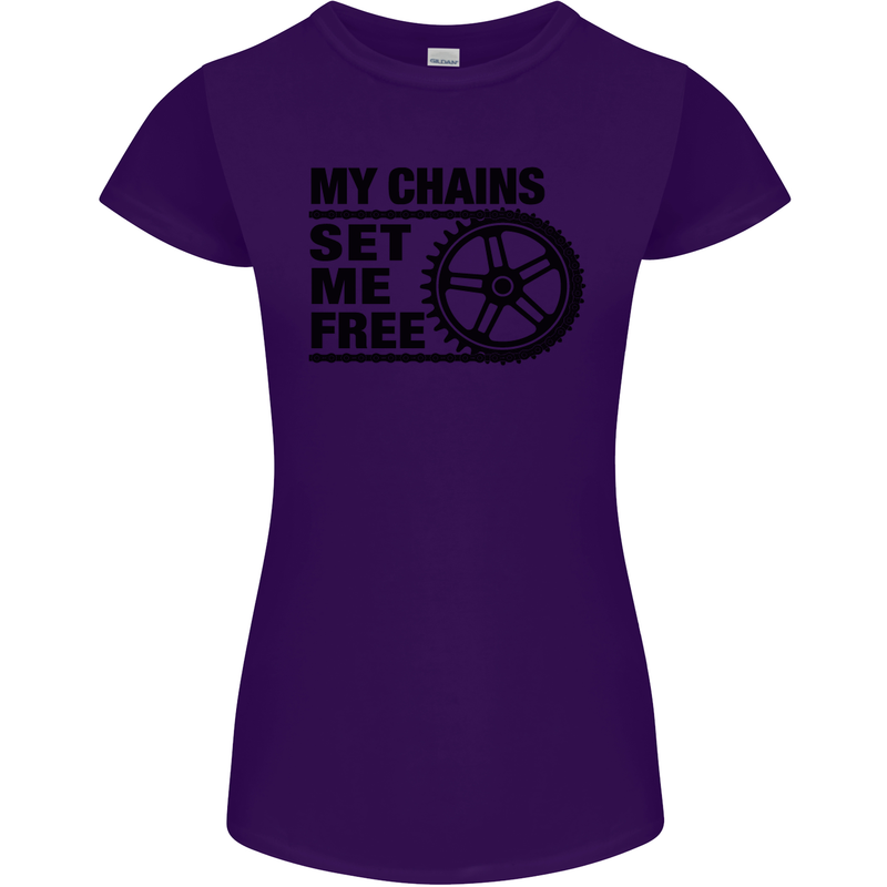 My Chains Set Me Free Cycling Cyclist Bike Womens Petite Cut T-Shirt Purple