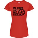My Chains Set Me Free Cycling Cyclist Bike Womens Petite Cut T-Shirt Red