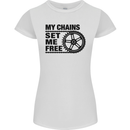 My Chains Set Me Free Cycling Cyclist Bike Womens Petite Cut T-Shirt White