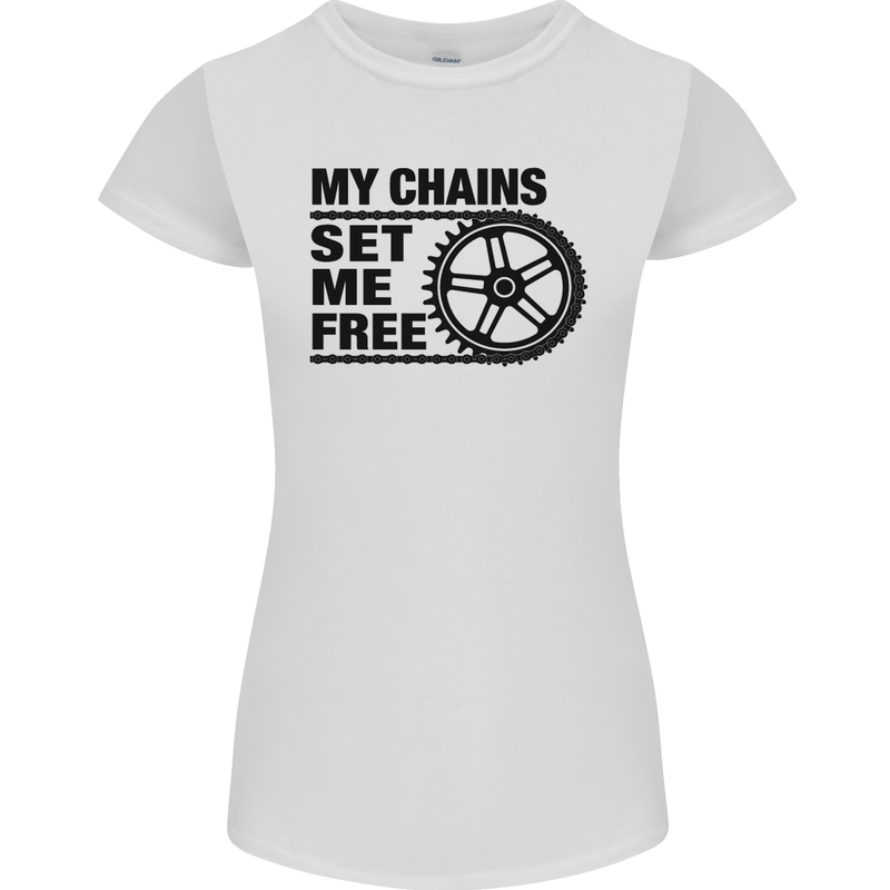 My Chains Set Me Free Cycling Cyclist Bike Womens Petite Cut T-Shirt White