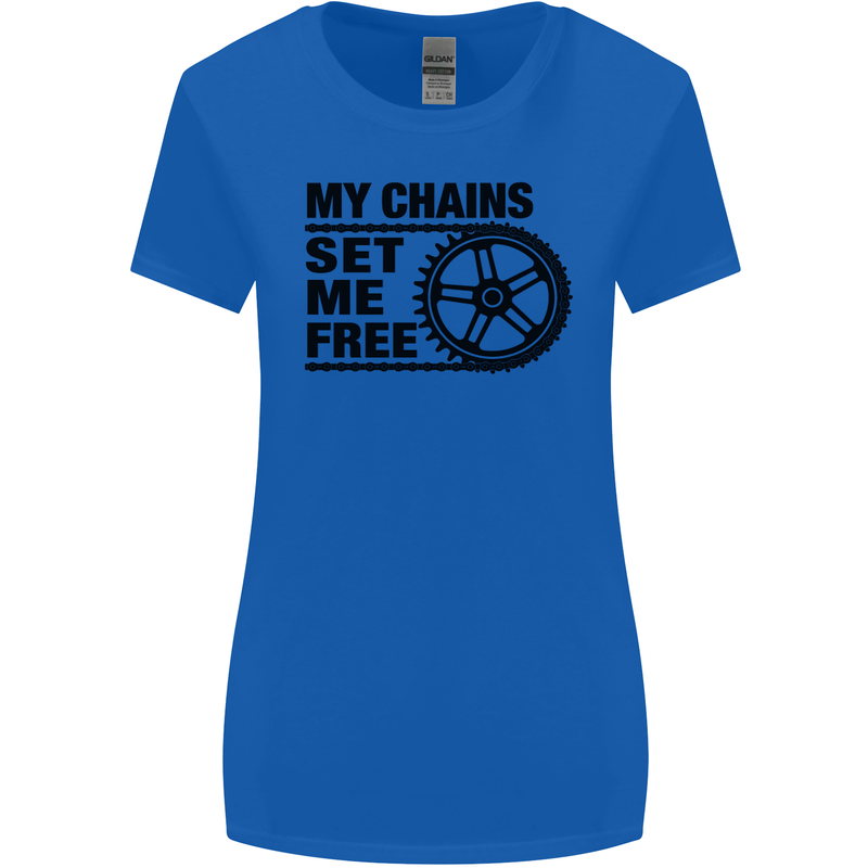 My Chains Set Me Free Cycling Cyclist Bike Womens Wider Cut T-Shirt Royal Blue
