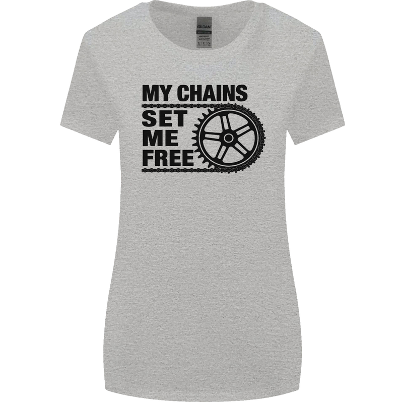 My Chains Set Me Free Cycling Cyclist Bike Womens Wider Cut T-Shirt Sports Grey