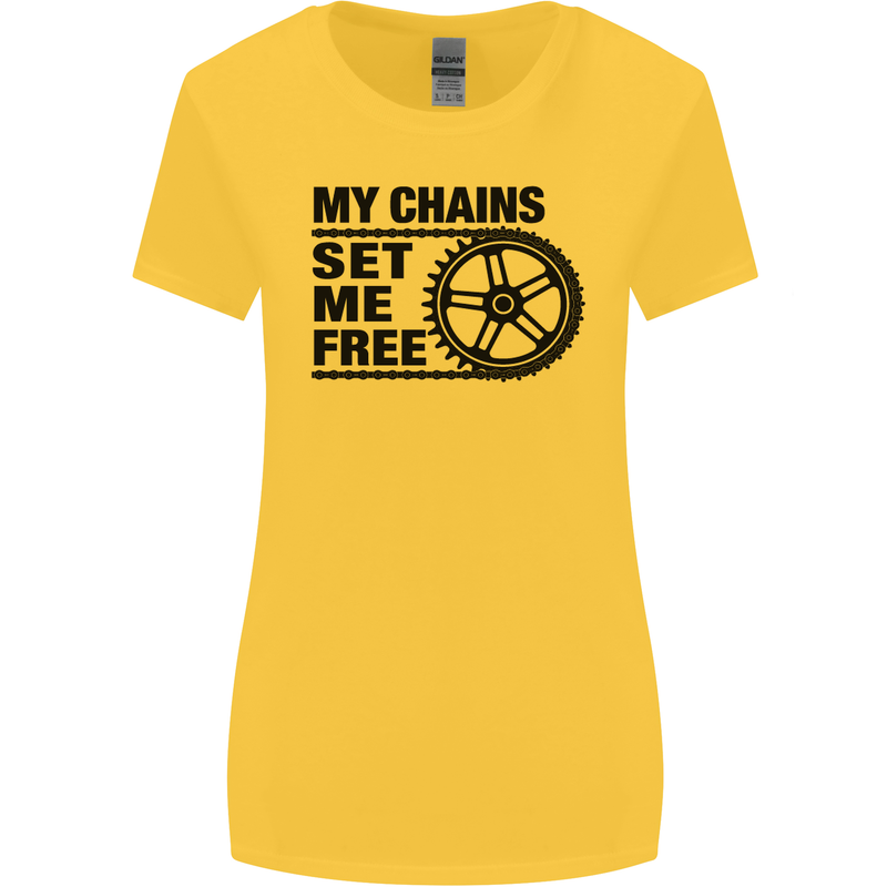 My Chains Set Me Free Cycling Cyclist Bike Womens Wider Cut T-Shirt Yellow