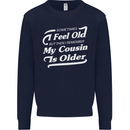 My Cousin is Older 30th 40th 50th Birthday Kids Sweatshirt Jumper Navy Blue