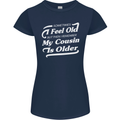 My Cousin is Older 30th 40th 50th Birthday Womens Petite Cut T-Shirt Navy Blue