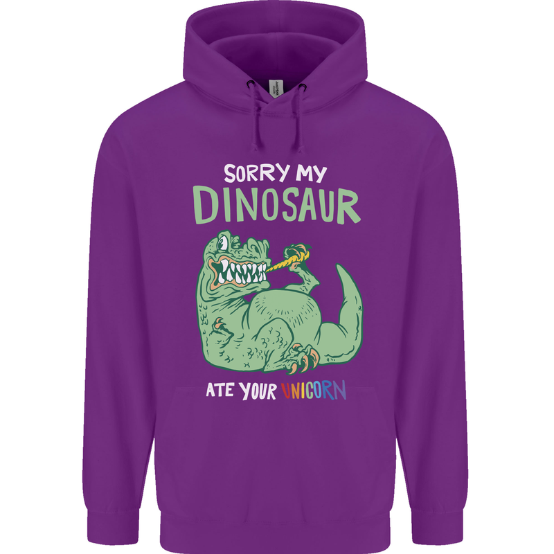 My Dinosaur Ate Your Unicorn Funny T-Rex Childrens Kids Hoodie Purple