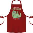 My Dinosaur Ate Your Unicorn Funny T-Rex Cotton Apron 100% Organic Maroon