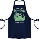 My Dinosaur Ate Your Unicorn Funny T-Rex Cotton Apron 100% Organic Navy Blue