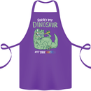 My Dinosaur Ate Your Unicorn Funny T-Rex Cotton Apron 100% Organic Purple