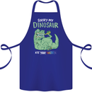 My Dinosaur Ate Your Unicorn Funny T-Rex Cotton Apron 100% Organic Royal Blue