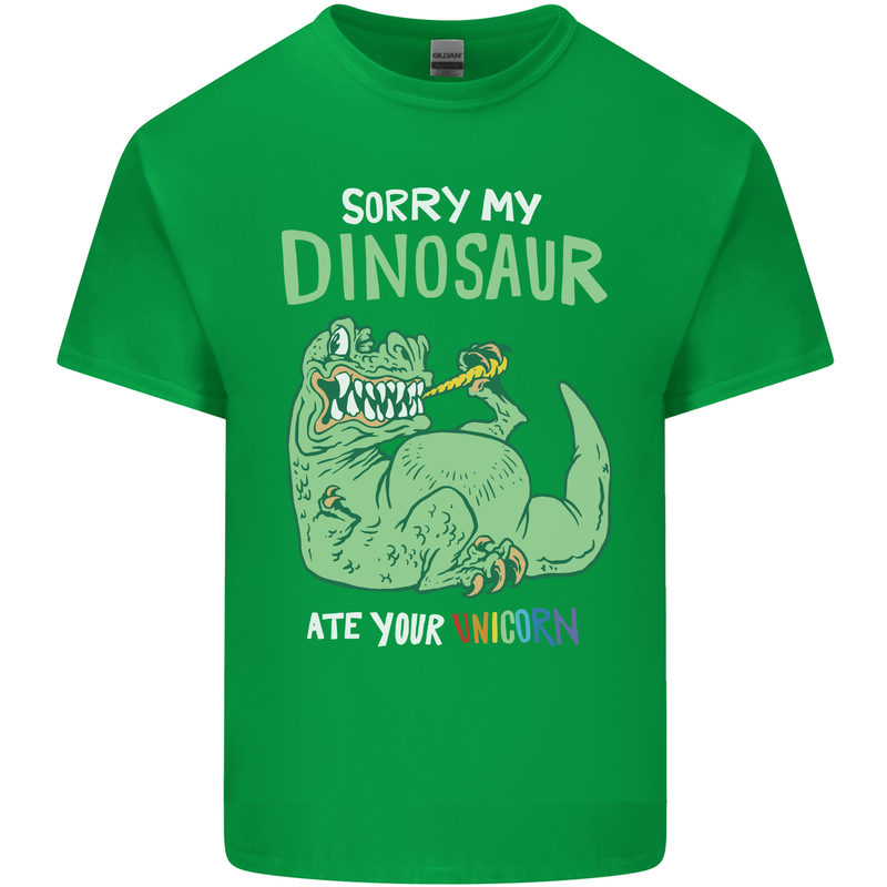 My Dinosaur Ate Your Unicorn Funny T-Rex Mens Cotton T-Shirt Tee Top Irish Green
