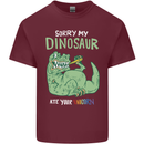 My Dinosaur Ate Your Unicorn Funny T-Rex Mens Cotton T-Shirt Tee Top Maroon