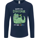 My Dinosaur Ate Your Unicorn Funny T-Rex Mens Long Sleeve T-Shirt Navy Blue