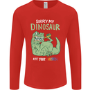 My Dinosaur Ate Your Unicorn Funny T-Rex Mens Long Sleeve T-Shirt Red
