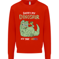 My Dinosaur Ate Your Unicorn Funny T-Rex Mens Sweatshirt Jumper Bright Red