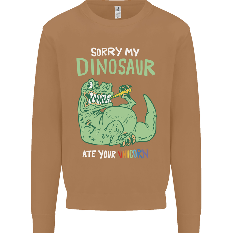 My Dinosaur Ate Your Unicorn Funny T-Rex Mens Sweatshirt Jumper Caramel Latte