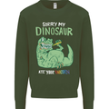 My Dinosaur Ate Your Unicorn Funny T-Rex Mens Sweatshirt Jumper Forest Green