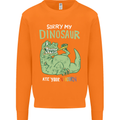 My Dinosaur Ate Your Unicorn Funny T-Rex Mens Sweatshirt Jumper Orange