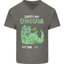 My Dinosaur Ate Your Unicorn Funny T-Rex Mens V-Neck Cotton T-Shirt Charcoal