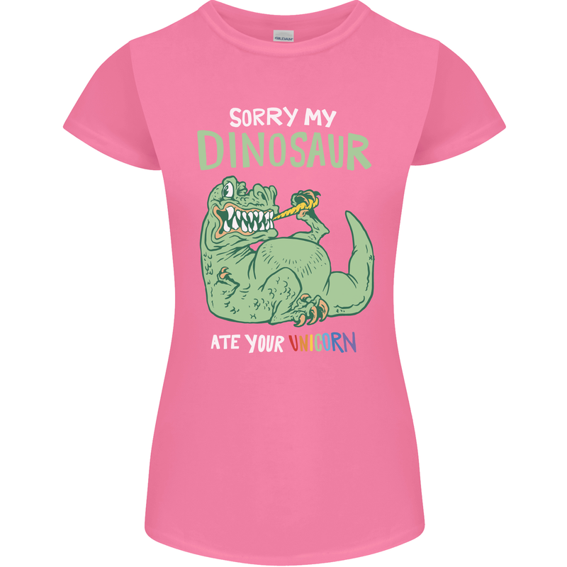 My Dinosaur Ate Your Unicorn Funny T-Rex Womens Petite Cut T-Shirt Azalea