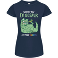 My Dinosaur Ate Your Unicorn Funny T-Rex Womens Petite Cut T-Shirt Navy Blue