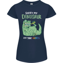 My Dinosaur Ate Your Unicorn Funny T-Rex Womens Petite Cut T-Shirt Navy Blue