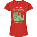 My Dinosaur Ate Your Unicorn Funny T-Rex Womens Petite Cut T-Shirt Red