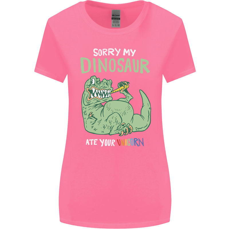 My Dinosaur Ate Your Unicorn Funny T-Rex Womens Wider Cut T-Shirt Azalea