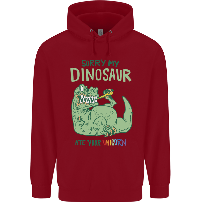 My Dinosaur Ate Your Unicorn T-Rex Funny Childrens Kids Hoodie Red