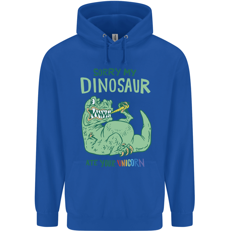 My Dinosaur Ate Your Unicorn T-Rex Funny Childrens Kids Hoodie Royal Blue