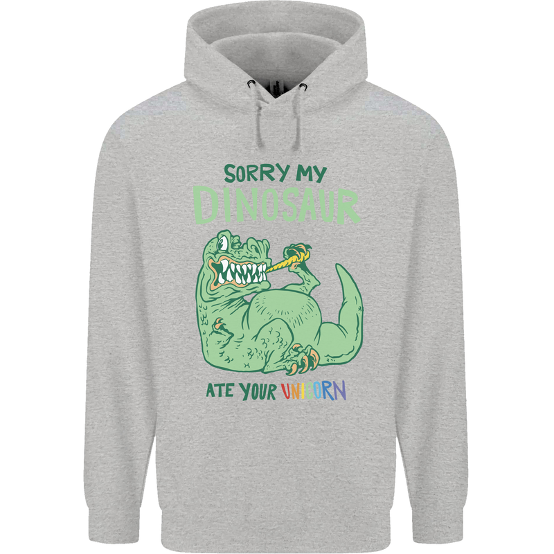 My Dinosaur Ate Your Unicorn T-Rex Funny Childrens Kids Hoodie Sports Grey