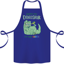 My Dinosaur Ate Your Unicorn T-Rex Funny Cotton Apron 100% Organic Royal Blue