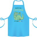 My Dinosaur Ate Your Unicorn T-Rex Funny Cotton Apron 100% Organic Turquoise