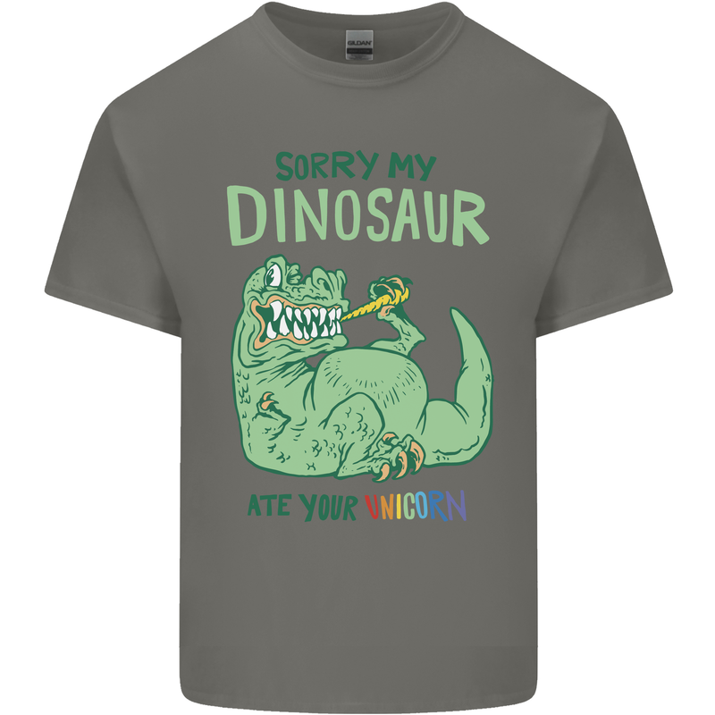 My Dinosaur Ate Your Unicorn T-Rex Funny Kids T-Shirt Childrens Charcoal