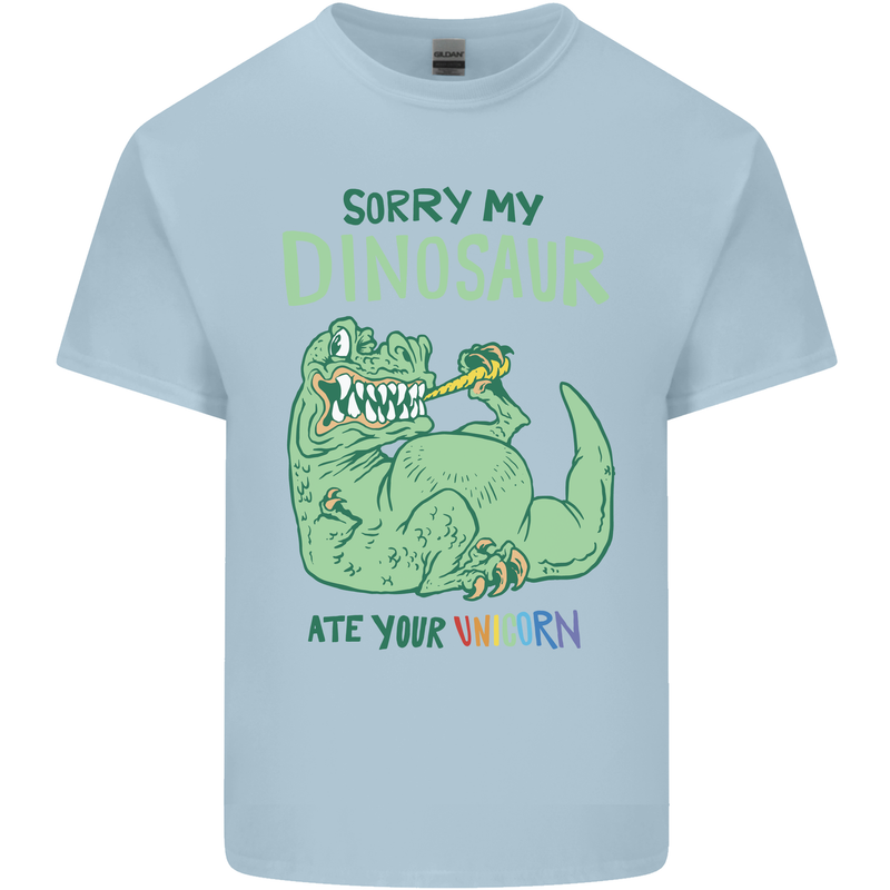My Dinosaur Ate Your Unicorn T-Rex Funny Kids T-Shirt Childrens Light Blue