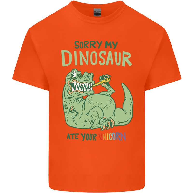 My Dinosaur Ate Your Unicorn T-Rex Funny Kids T-Shirt Childrens Orange