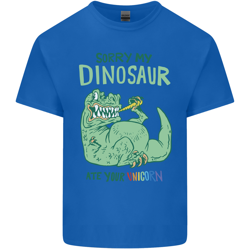 My Dinosaur Ate Your Unicorn T-Rex Funny Kids T-Shirt Childrens Royal Blue