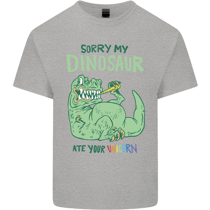 My Dinosaur Ate Your Unicorn T-Rex Funny Kids T-Shirt Childrens Sports Grey